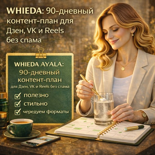 WHIEDA: 90‑дневный контент‑план для Дзен, VK и Reels без спама